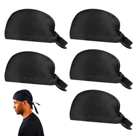 5 Pcs Chef Hat, Chefs Hats for Adults with Heads Around 52cm,Comfortable and Breathable,Adjustable Band,Suitable for Restaurants and Hotels Unisex (Black)