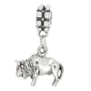 LGU Sterling Silver Oxidized Buffalo Bison Dangle Bead Charm
