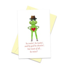 Arsagen Funny Cowboy Frog Valentine's Day Card，Humorous Anniversary Card for Him Her，Cute Anniversary Card，most of all be mine