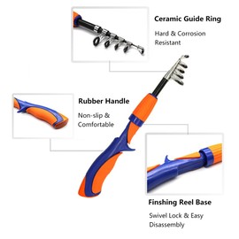 Telescopic Fishing Rod and Reel Combos Full Kit Portable Travel Fishing Rod Set with Carrier Bag for Sea Saltwater Freshwater Fishing, Blue