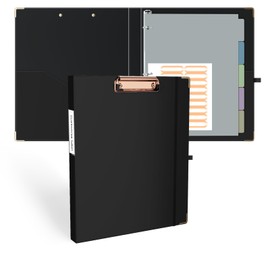 Ospelelf 3 Ring Binder 1/2 Inch, Cute Binder for Letter Size (11" x 8.5") with 5 Tab Dividers, File Folder Labels and Low Profile Clipboards, Black Binder for School Supplies and Office Supplies