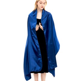 Scarves and Wraps for Women Evening Dresses Satin Scarf Extra Long Wedding Bridal Party Bright Stole, navy