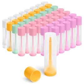 JuLand 50 Pack Empty Lip Balm Containers Bulk 5.5ml - Clear Twist-Up Tubes with Multi-Colored Caps, Refillable Chapstick Tube for DIY Lip Balm Making