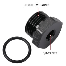 Podavelle 10AN -10 ORB O-ring Boss to 1/8 NPT Female Port Fitting Adapter Reducer Aluminum Black