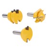 3Pcs Rail and Stile Router Bit Hardened Steel 1/2in Straight