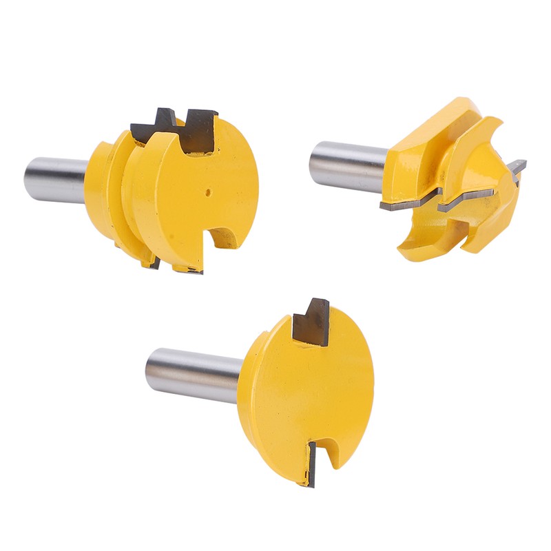 3Pcs Rail and Stile Router Bit Hardened Steel 1/2in Straight