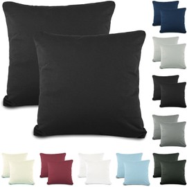 CelinaTex Active Decorative Cushion Cover Double Pack Set 40 x 40 cm Black Cotton Jersey Sofa Cushion Cover 5001519