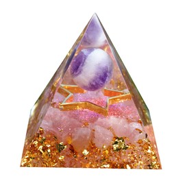 Besorgone Besorgone Handmade Orgonite Pyramid for Positive Energy Amethyst Sphere Ball Orgone Pyramide Collection with Rose Quartz Crystal Healing Stones Attract Wealth Luck Meditation Tool