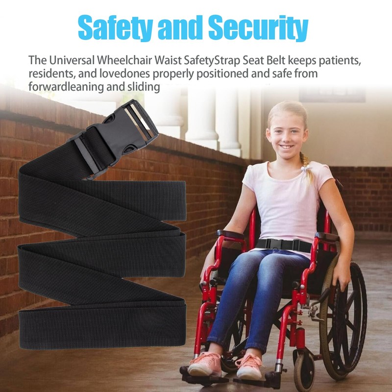 Wheelchair Safety Strap Seat Belt, 80" Adjustable, Easy to Install,