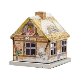 KNOX Metal Smoking House - Brick House in Winter - for Incense Cones Size M