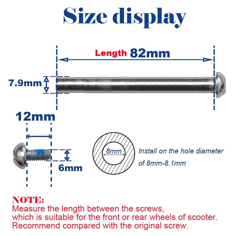 OTFAITP M8 Screws for 2-3-4-Wheel Kid Scoote Replacement Micro Mini