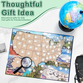 National Parks Quarter Coin Collection Book Folder Map, Quarters Holder Album, Birthday Educational Gifts Keepsake for Friend, Adults or Collectors (No Coin)