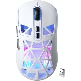SM802 White Wireless Gaming Mouse 10000 DPI Tri-Mode Wired/BT 5.0/2.4GHz with Side Button RGB Programmable Macro for Laptop - Color: SM802-white-3mode