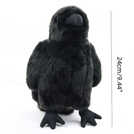 POPOTATO Large Crow Stuffed Animal Realistic 9.44'' Black Crow Plush Stuffed Animal Pillow Soft Little Bird Raven Stuffed Doll for Friends Gifts