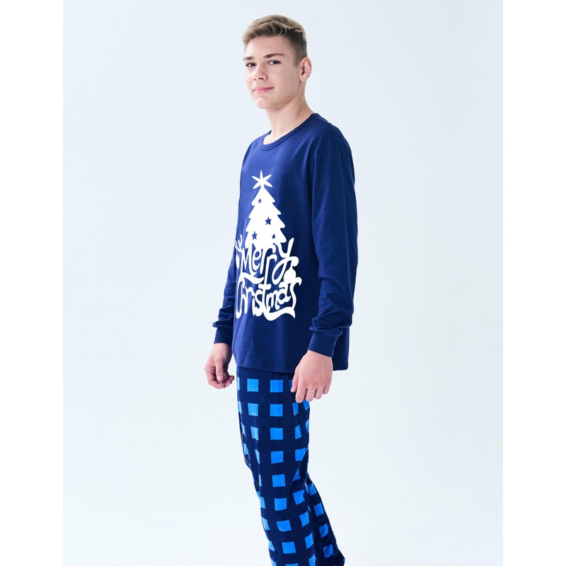 Boboking Men Holiday Sleepwear Christmas Tree PajamasTwo Piece Set L