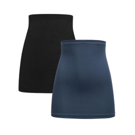 Herzmutter Long Cotton Belly Band Belt Pregnancy Woman Oekotex 100 Shirt Extender German Brand 6350 (XL, Black|Blue)