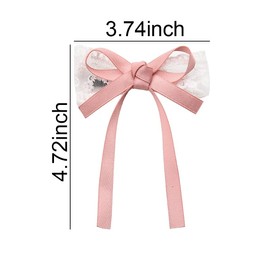 Pink Ribbon Hair Bows Clips for Teen Girls Lace Bows for Hair Cute Ribbon Bow Bowknots Tassel Hair Barrettes Sweet Hair Accessories for Women Thick Thin Hair Small Christmas Bow Hair Pins for Girls