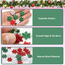 WANYI Pack of 100 Christmas Decoration Snowflakes Decorative Wooden Confetti Christmas Winter Decoration Table Decoration Christmas Confetti Small Snowflake for DIY Crafts New Year Christmas Tree