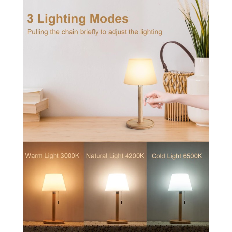 Outdoor Waterproof Table Lamp for Patio, Small Cordless Battery-Operated Lamp,