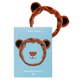 I DEW CARE Face Wash Headband - Brown Bear | Animal Head band for Face Washing & Skincare, Spa Day, Soft & Fuzzy, Cute for Makeup, Shower, Teen Girls Stuff, Teddy Bear Ears, Gift (1 Count)