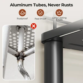 Orimade Rustproof 3 Tier Floor Standing Corner Shower Caddy Organizer with Toothbrush Holder, Large Spacing Floor Shower Shelf Rack Storage Stands with Hooks for Bathroom Kitchen, Black