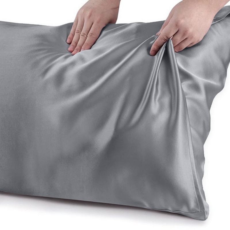 Yorkshire Bedding Grey Satin Pillow Cases 4 Pack for Hair