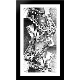 House of Stairs 22x40 Large Black Wood Framed Print Art by M.C. Escher