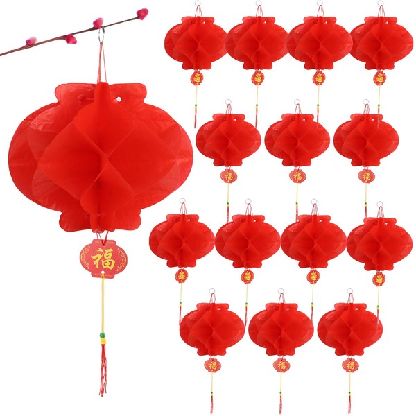 BHGT 30 Pieces 6 Inches Chinese Red Paper Lanterns Lucky Hanging Decorations for Chinese New Year, Spring Festival, Lantern Festival Wedding and Restaurant Celebration Supplies (30, 6 Inches)