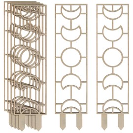 KEILEOHO 6 PCS Wooden Trellis Indoor, 16.2 Inch Small Wooden Trellis Indoor, Small Plant Trellis Wood Indoor Potted Plant Trellis for Potted Climbing Plant, Vines, Ivy, Moon Geometric Shape Design