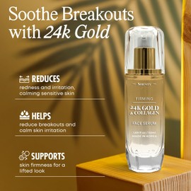 Serenity Serenity Dew 24K Gold & Collagen Face Serum - Dermatologist Tested Anti-Aging Korean Skin Care - Calms, Soothes, Hydrates & Firms Skin - Vegan Clean Beauty Formula - 1.69 Fl Oz