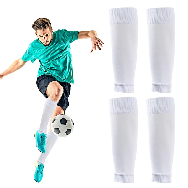 EUPSIIU 2 Pairs Football Sock Sleeves, White Football Socks, Soccer