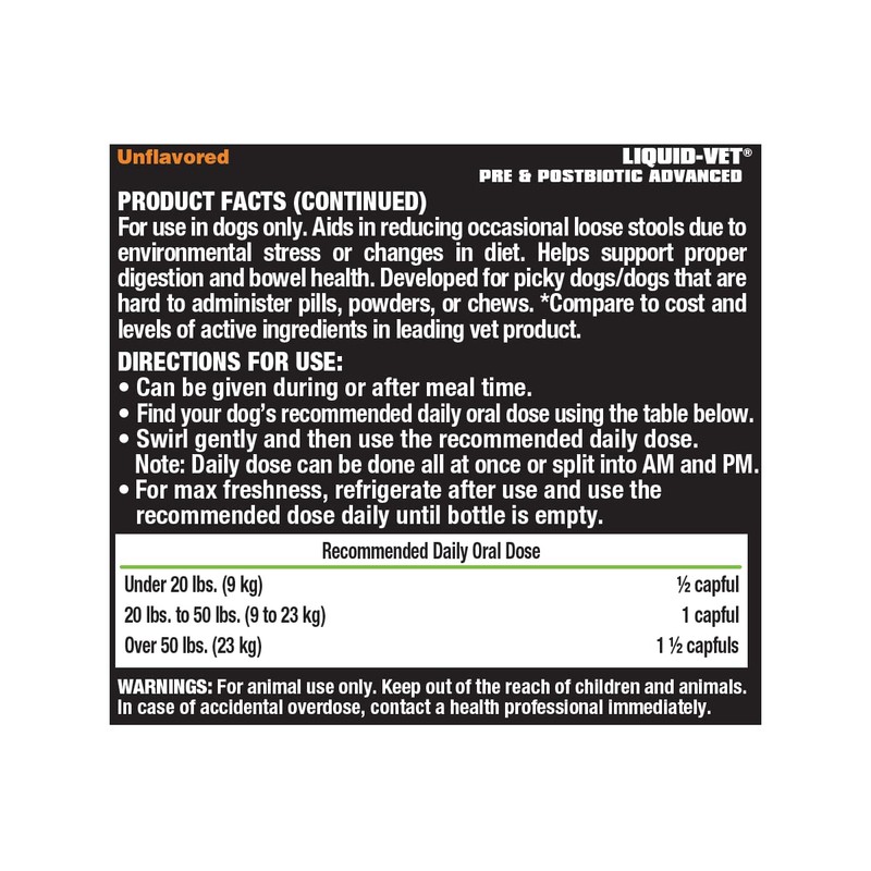 Liquid-Vet K9 Pre & PostBiotic Advanced (Allergy-Friendly Unflavored, 8oz/2Pack)