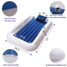 USHMA Toddler Travel Bed, Portable Inflatable Toddler Bed | Kids Air Mattress | Kids Travel Bed Blow Up Mattress with Sides, Idea for Road Trip Camping Sleepovers