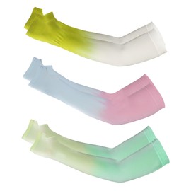Andiker 3 Pairs UV Sun Protection Arm Sleeves, Cooling Breathable Gradient Arm Sleeves with Thumb Hole for Men Women Cycling Jogging Outdoor