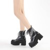 mikarka Women's Chain Platform Boots Lace Up & Zipper Chunky