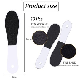 10 Pieces Foot File, Foot Files for Hard Skin,Double Sided Foot Scraper,with Plastic Handle Foot Filer, Foot Scraper Hard Skin Remover, for Wet and Dry Cracked Feet