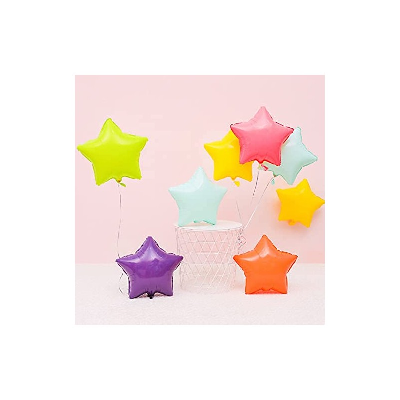 10 Pack 18" Star Heart Film Balloons Macaron