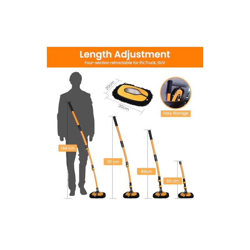 HASTHIP® Cepillo de Limpieza para Auto, con Mango Extensible y