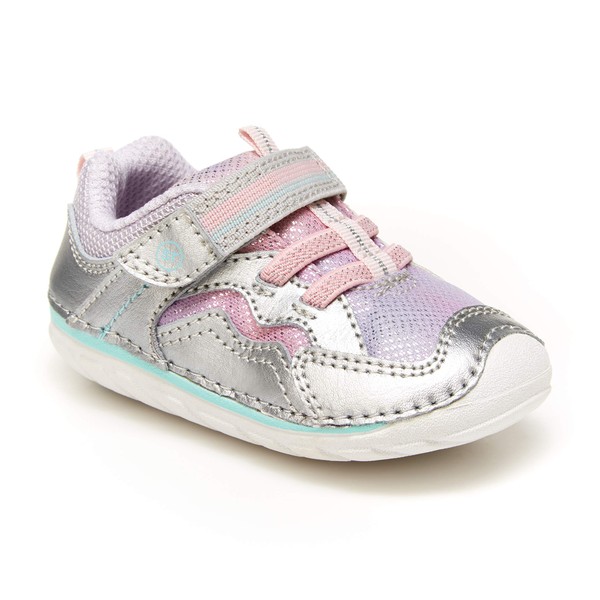 Stride Rite Baby Girls Soft Motion Kylo Trainers, Silver/Multi, 3