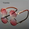 Trendy Circular Metal Glasses Featuring Gradient Polycarbonate Lenses - Comes