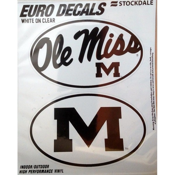 Mississippi Rebels Ole Miss 2-Pack Euro Style Home Auto Decals University of