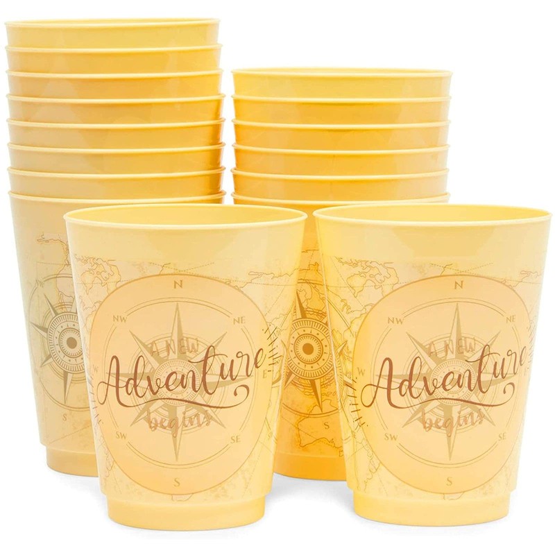 Sparkle and Bash Travel-Themed Plastic Party Cups - Compass Design