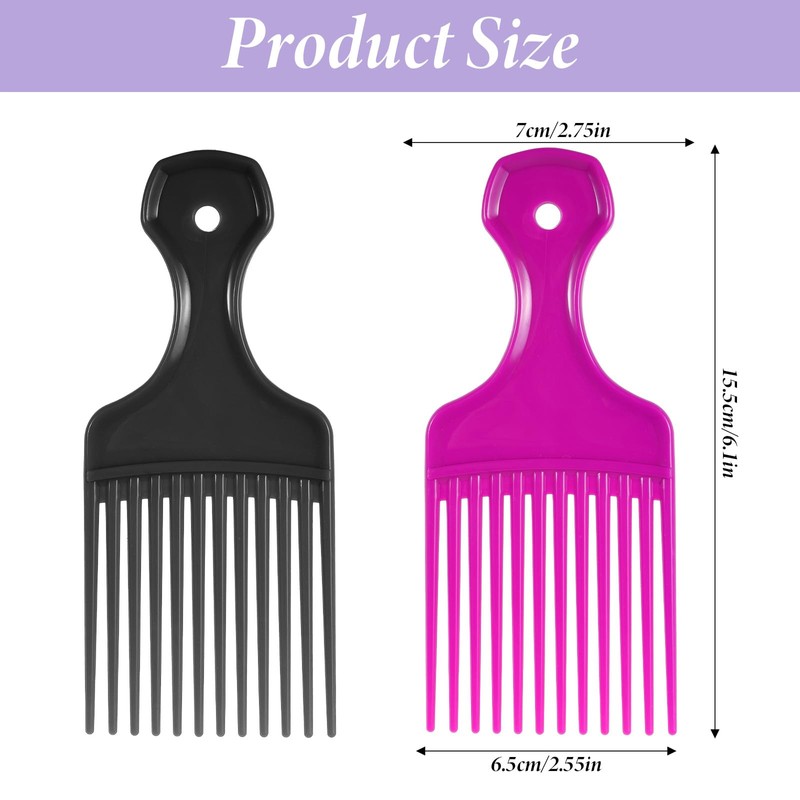 Hair Picks for Women, 2 Pcs Wide Tooth Afro Pick