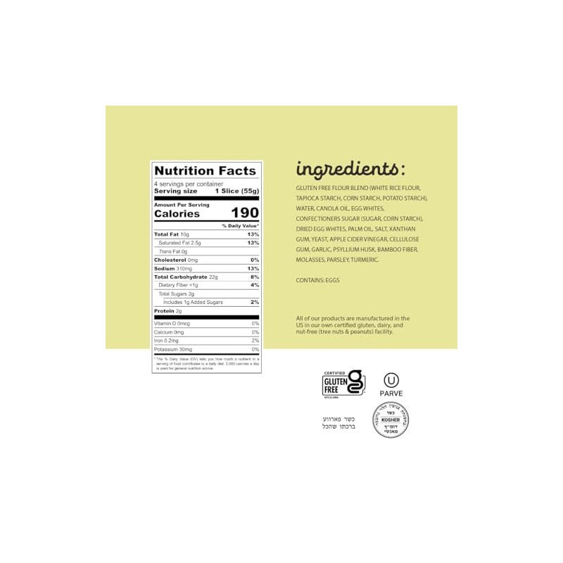 Katz Gluten Free Texas Toast, Dairy Free, Nut Free, Soy