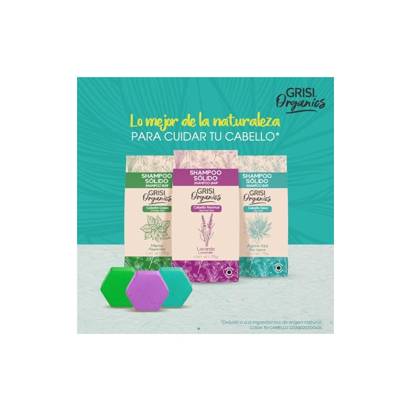 Shampoo Sólido Agave Azul para Cabello Seco, 75gr