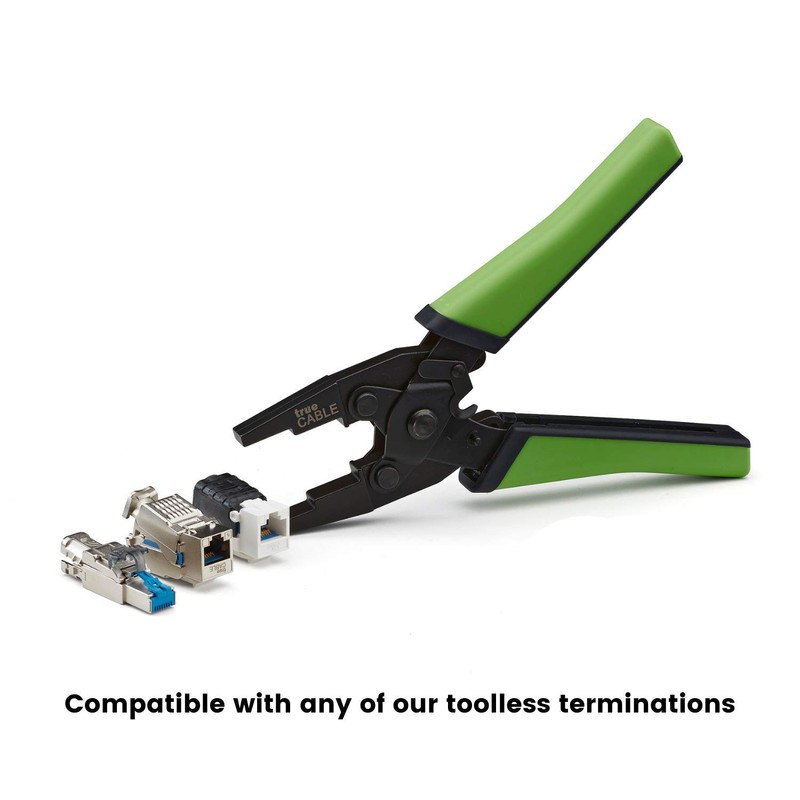 trueCABLE Parallel Crimping Pliers, Toolless Keystone Jack and Field Termination
