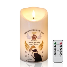 Lasumora Dog Memorial Gifts for Loss of Dog, Real Wax Flameless Memorial Candle with Remote Timer and Flickering Glow, Pet Memorial Gift for Dogs in Loving Memory, Sympathy Remembrance Gift
