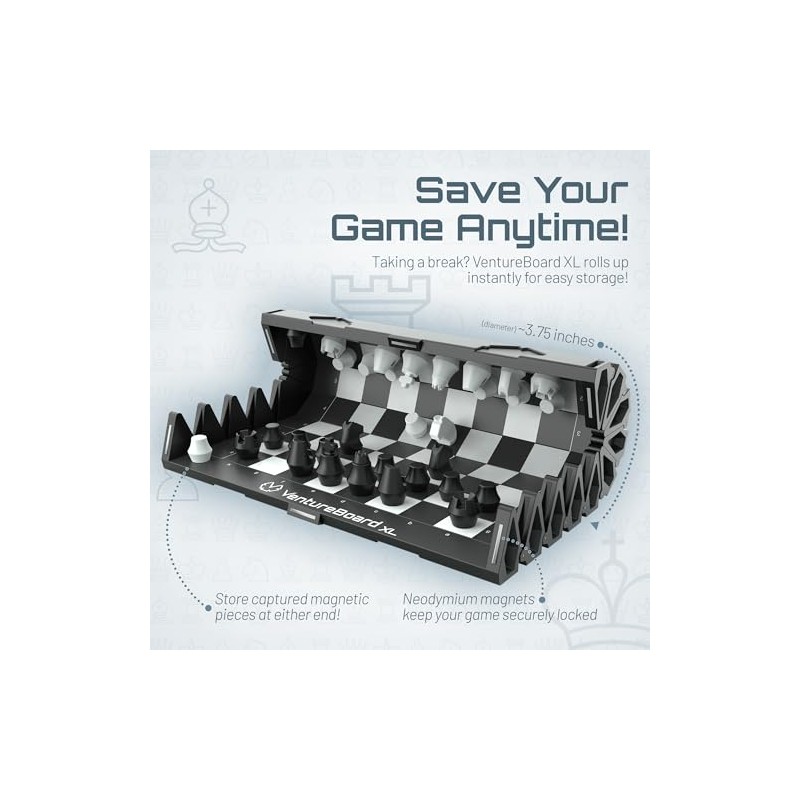 VENTUREBOARD XL Full-Size 10 Inches Magnetic Unique Chess Set Board