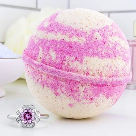 Bauble Bomb's Tropical Grapefruit Jewelry Surprise Bath Bomb Deluxe X Large 9 oz Fizzies Made in USA, Cruelty Free! Ring Size 09