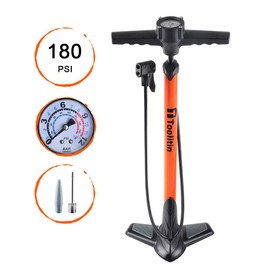 TOOLITIN Pro Bike Pump, Ergonomic Bicycle Pump with Integrated Handle Mounted Pressure Gauge, 180 Psi, Fits Presta and Schrader Valve